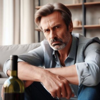Мужчина с бутылкой вина